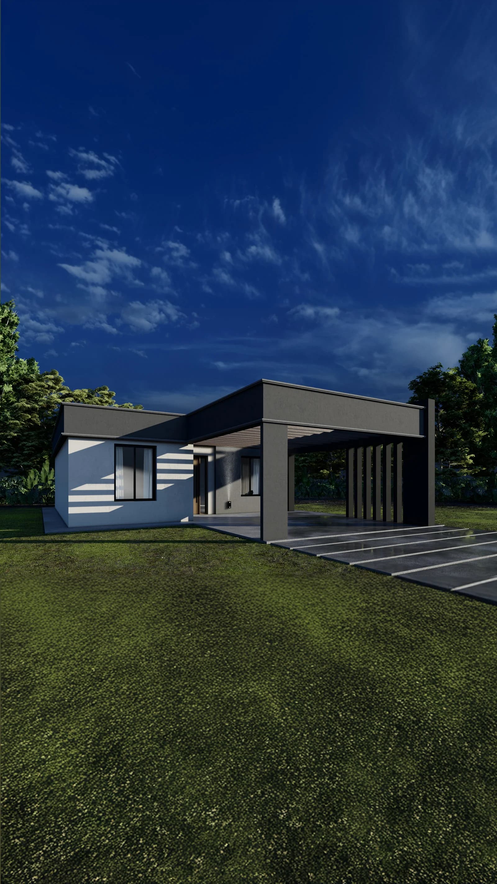 Render de fachada del modelo Florida, línea Evolución